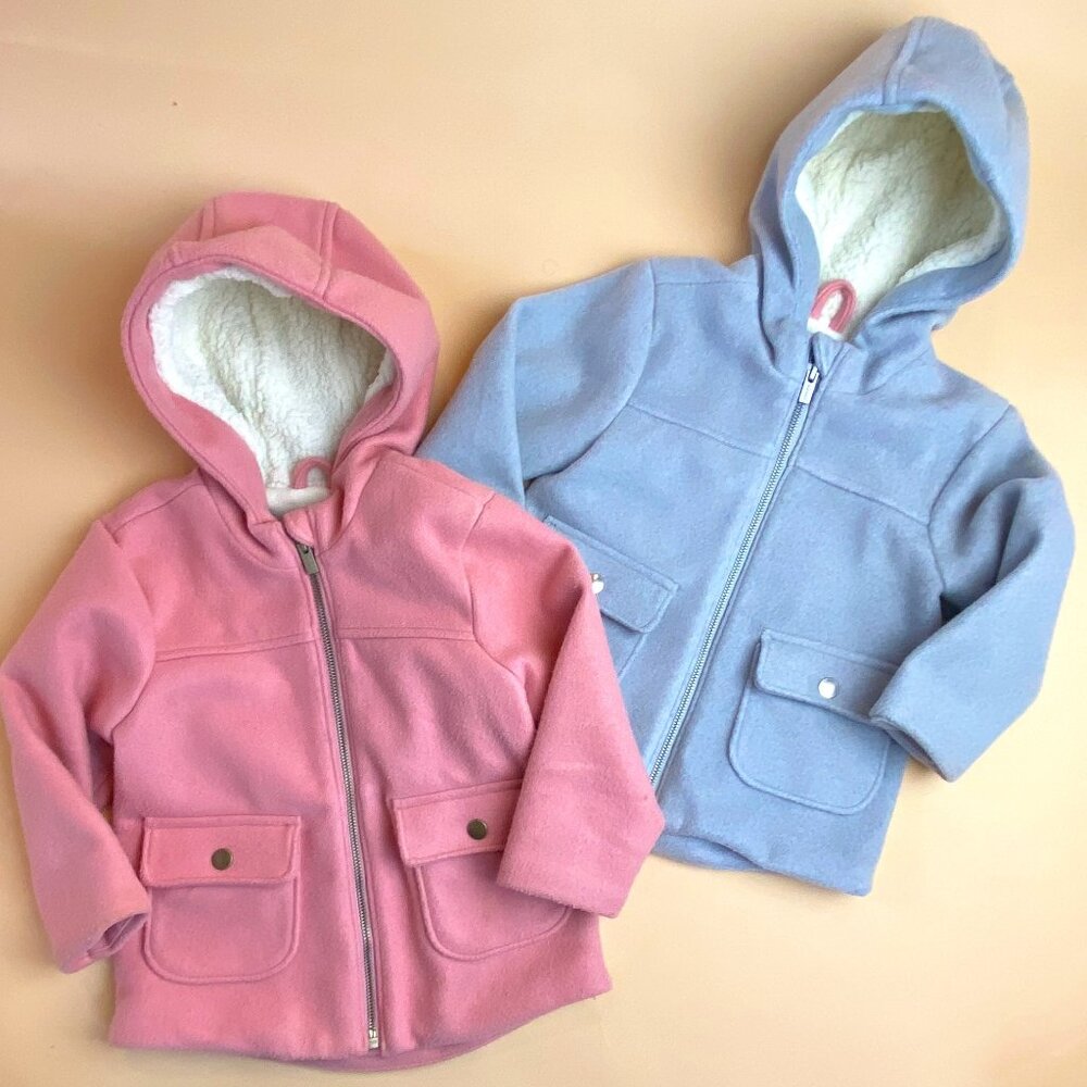 Old Navy Girls Fleece Lined Coats - Pink/Gray 3T